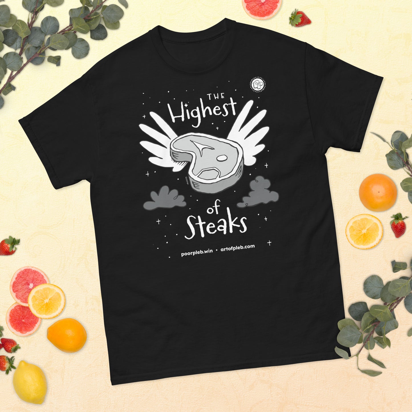 Poor Pleb Highest of Steaks Monochrome - Black T-shirt