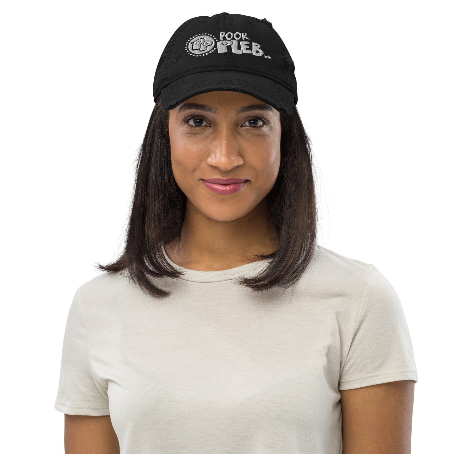 Poor Pleb 'Stacked Logo' - Distressed Dad Hat