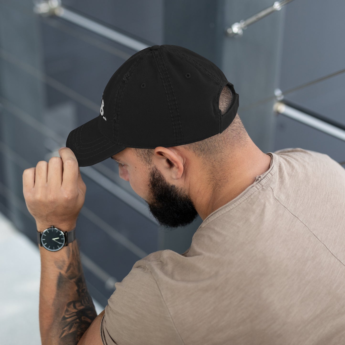 Poor Pleb 'Stacked Logo' - Distressed Dad Hat