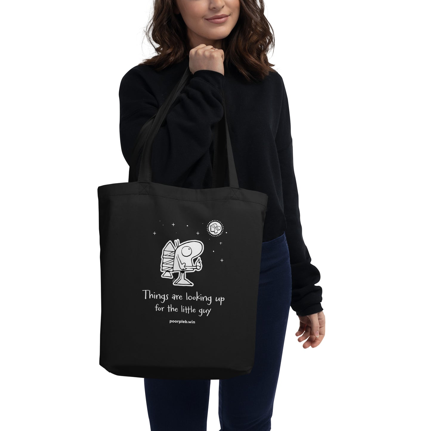 Poor Pleb Eco Tote Bag -Things are looking up for the little guy - Crypto Biskit