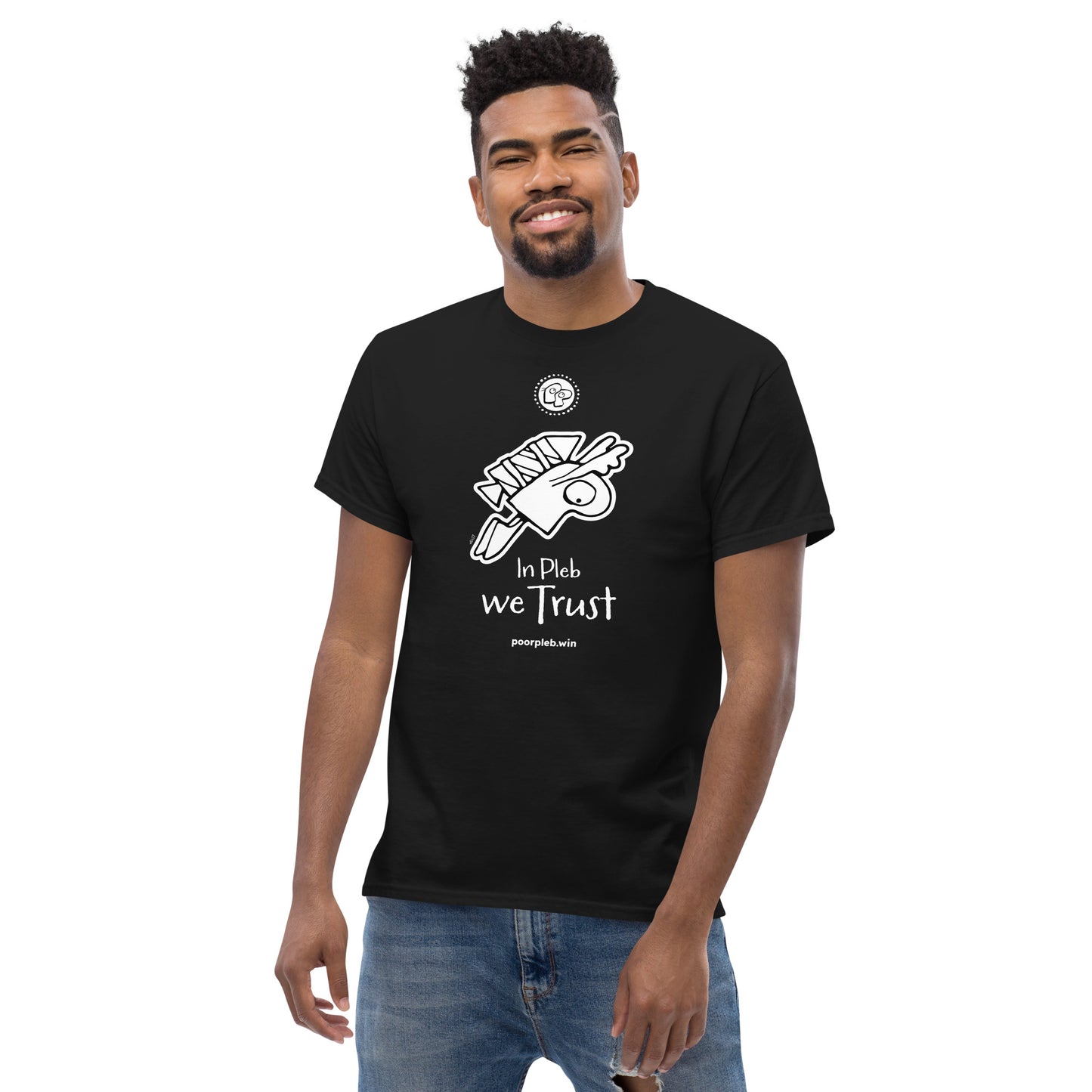 Poor Pleb T-shirt (dark colours) - In Pleb we Trust - Crypto Biskit
