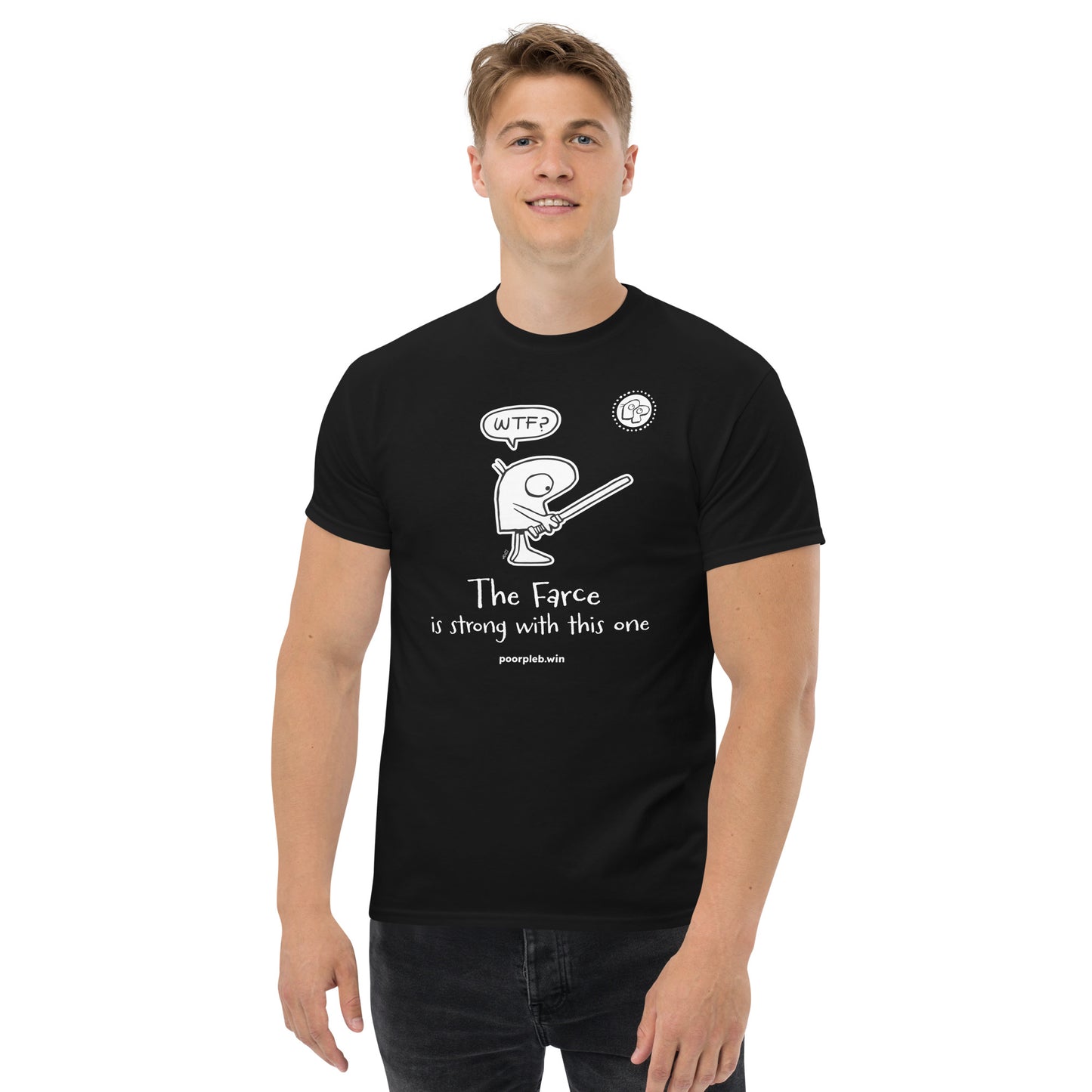 Poor Pleb T-shirt (dark colours) - The Farce is Strong - Crypto Biskit
