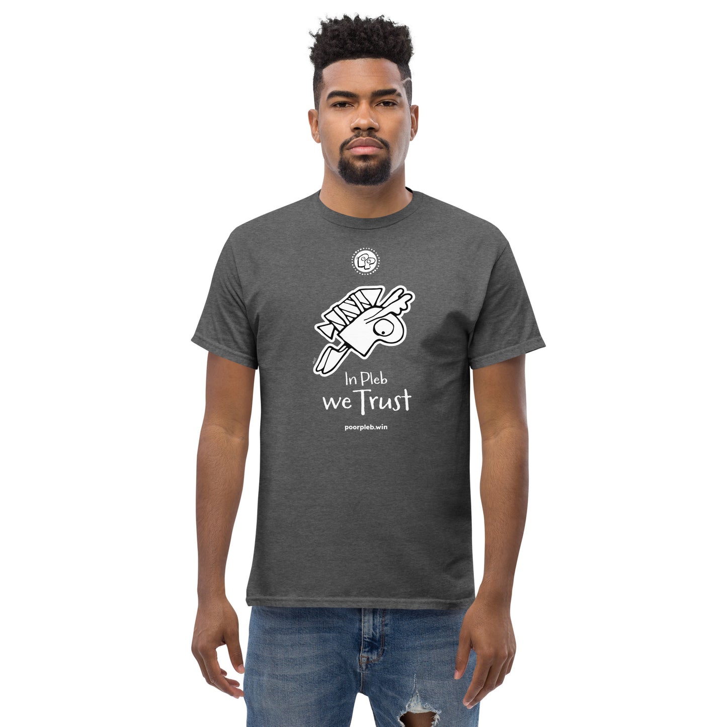 Poor Pleb T-shirt (dark colours) - In Pleb we Trust - Crypto Biskit