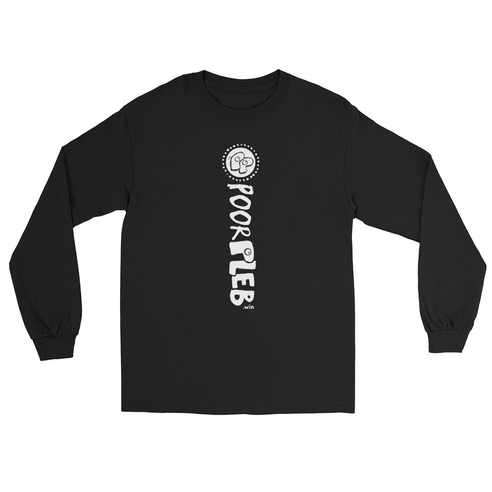Poor Pleb Sideways logo Men’s Black Long Sleeve Shirt