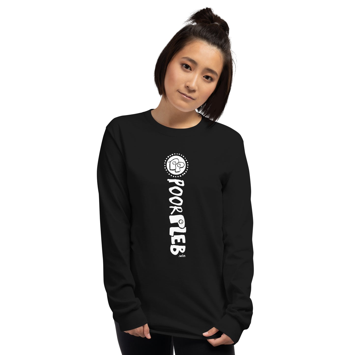 Poor Pleb Sideways logo Men’s Black Long Sleeve Shirt