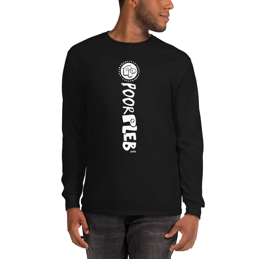 Poor Pleb Sideways logo Men’s Black Long Sleeve Shirt
