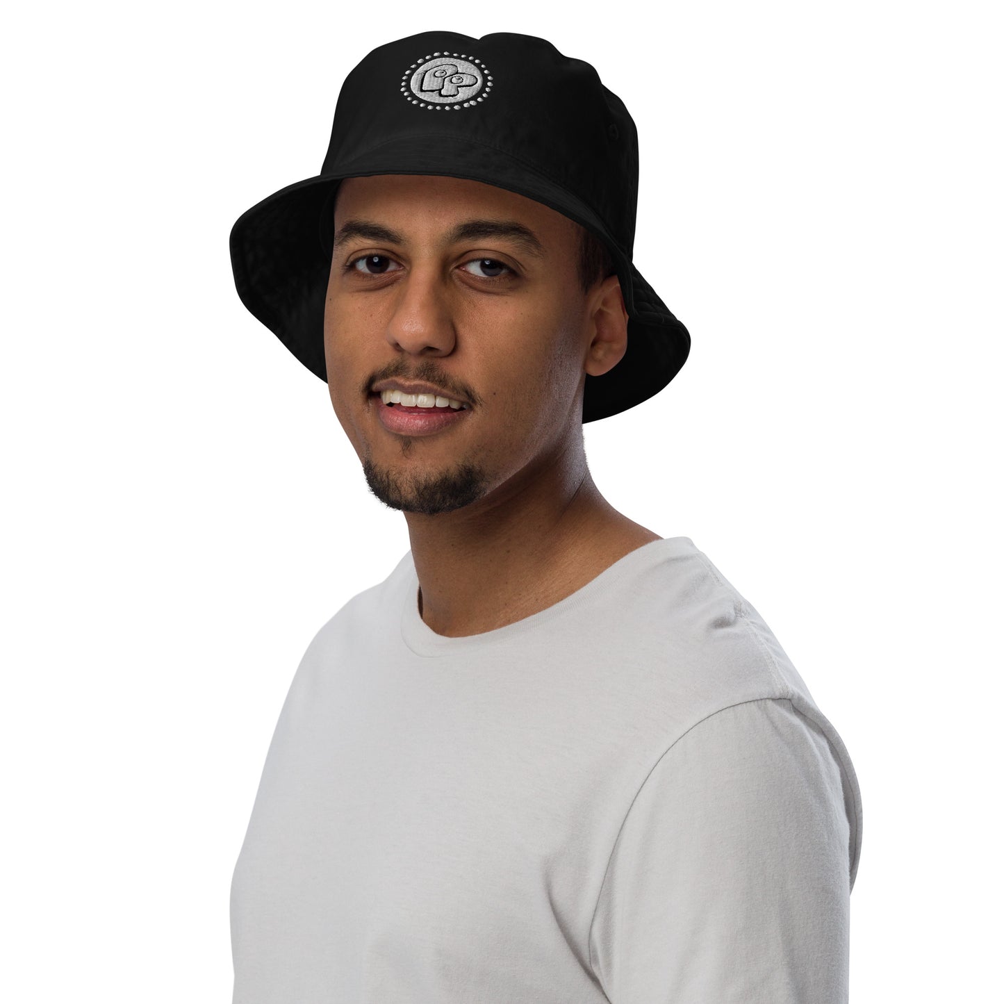 Poor Pleb 'circle logo' Organic bucket hat