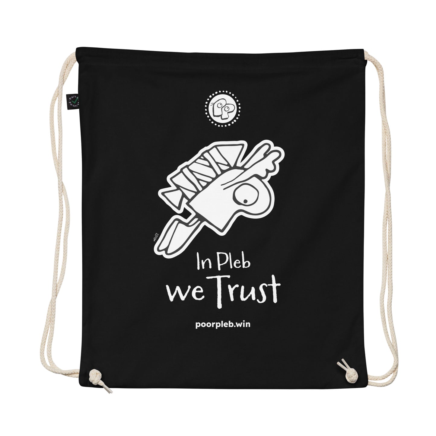 Poor Pleb Organic cotton drawstring bag (dark colours) - In Plebs we Trust - Crypto Biskit