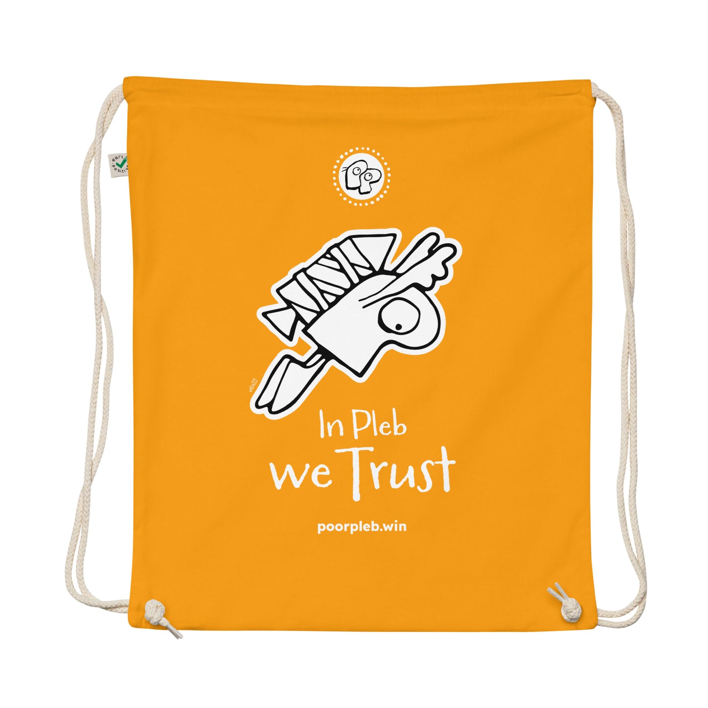 Poor Pleb Organic cotton drawstring bag (dark colours) - In Plebs we Trust - Crypto Biskit