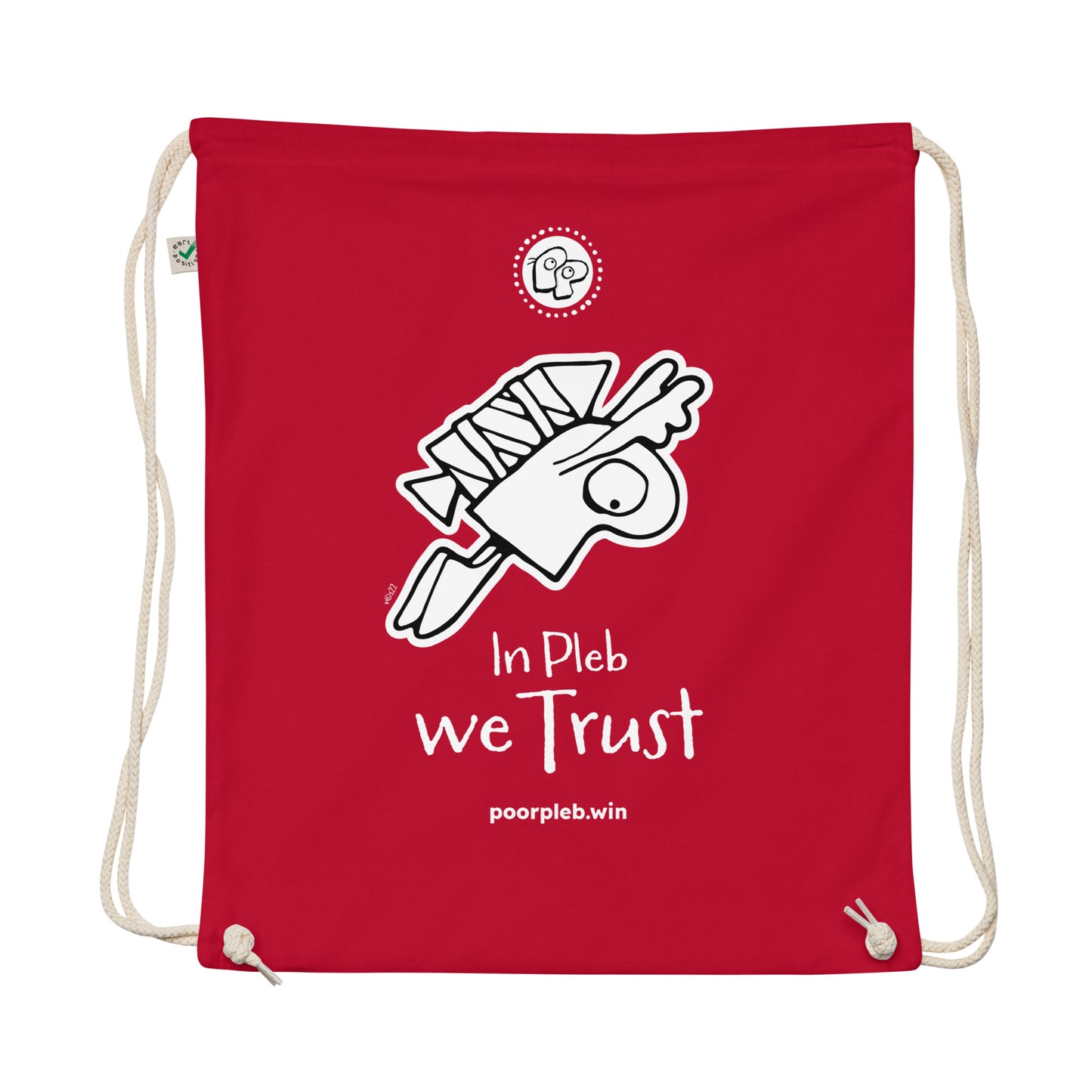 Poor Pleb Organic cotton drawstring bag (dark colours) - In Plebs we Trust - Crypto Biskit