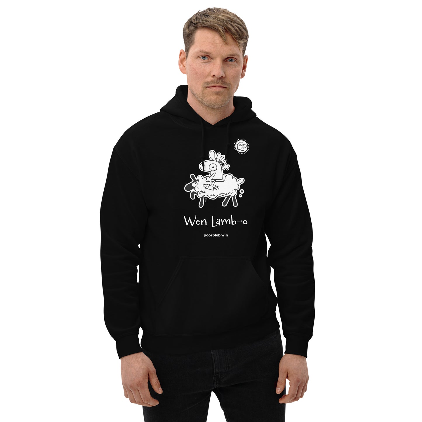 Poor Pleb Unisex Heavy Blend Hoodie (dark colours) - Wen Lamb-O - Crypto Biskit