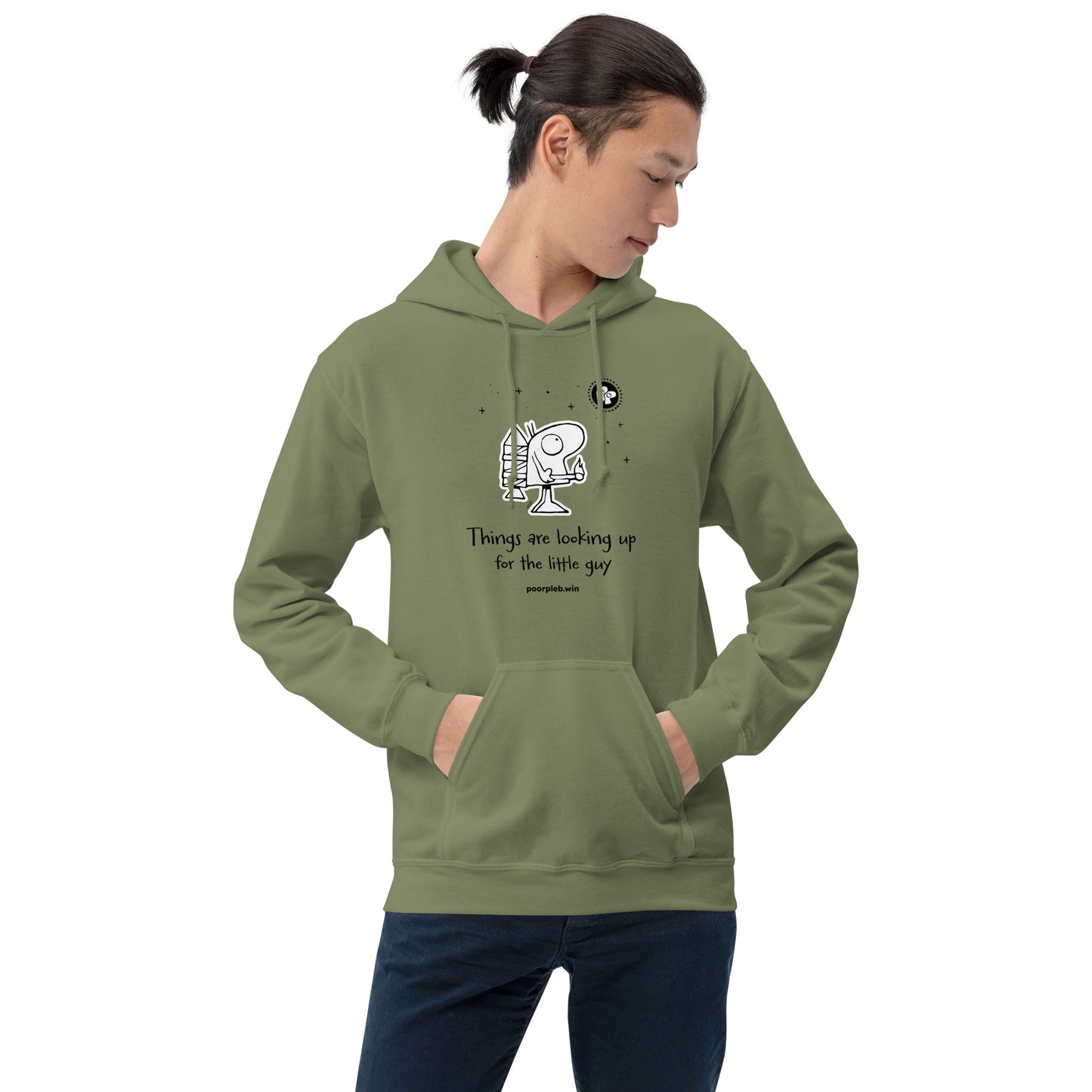 Poor Pleb Unisex Heavy Blend Hoodie (light colours) - Things are looking up for the little guy - Crypto Biskit