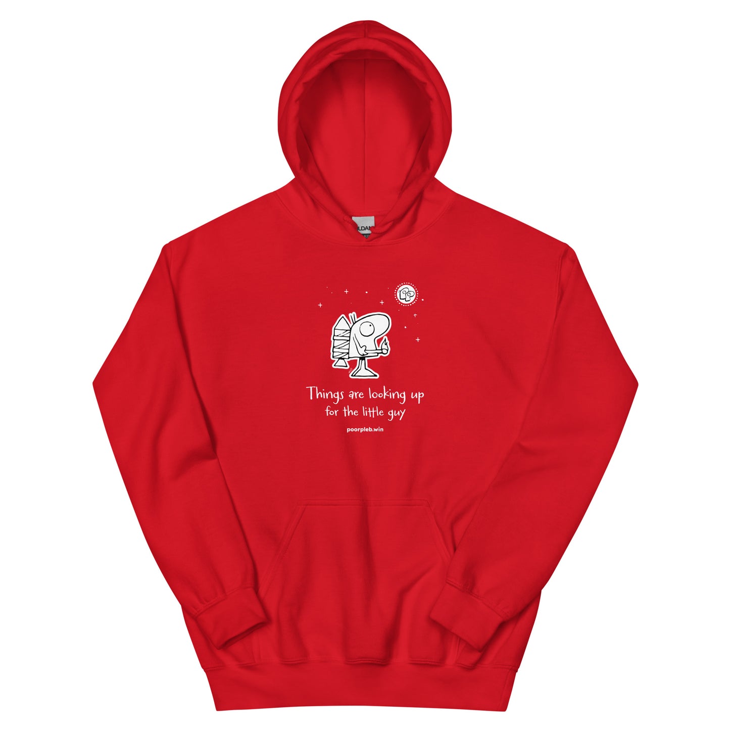 Poor Pleb Unisex Heavy Blend Hoodie (dark colours) - Things are looking up for the little guy - Crypto Biskit