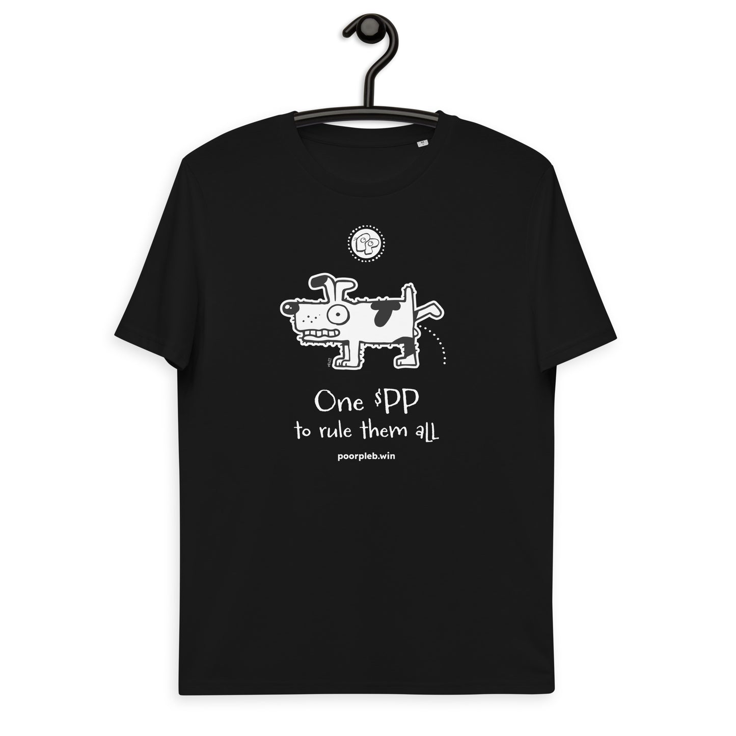 Poor Pleb Unisex Organic Cotton T-shirt (dark colours) - One $PP to rule them all - Crypto Biskit