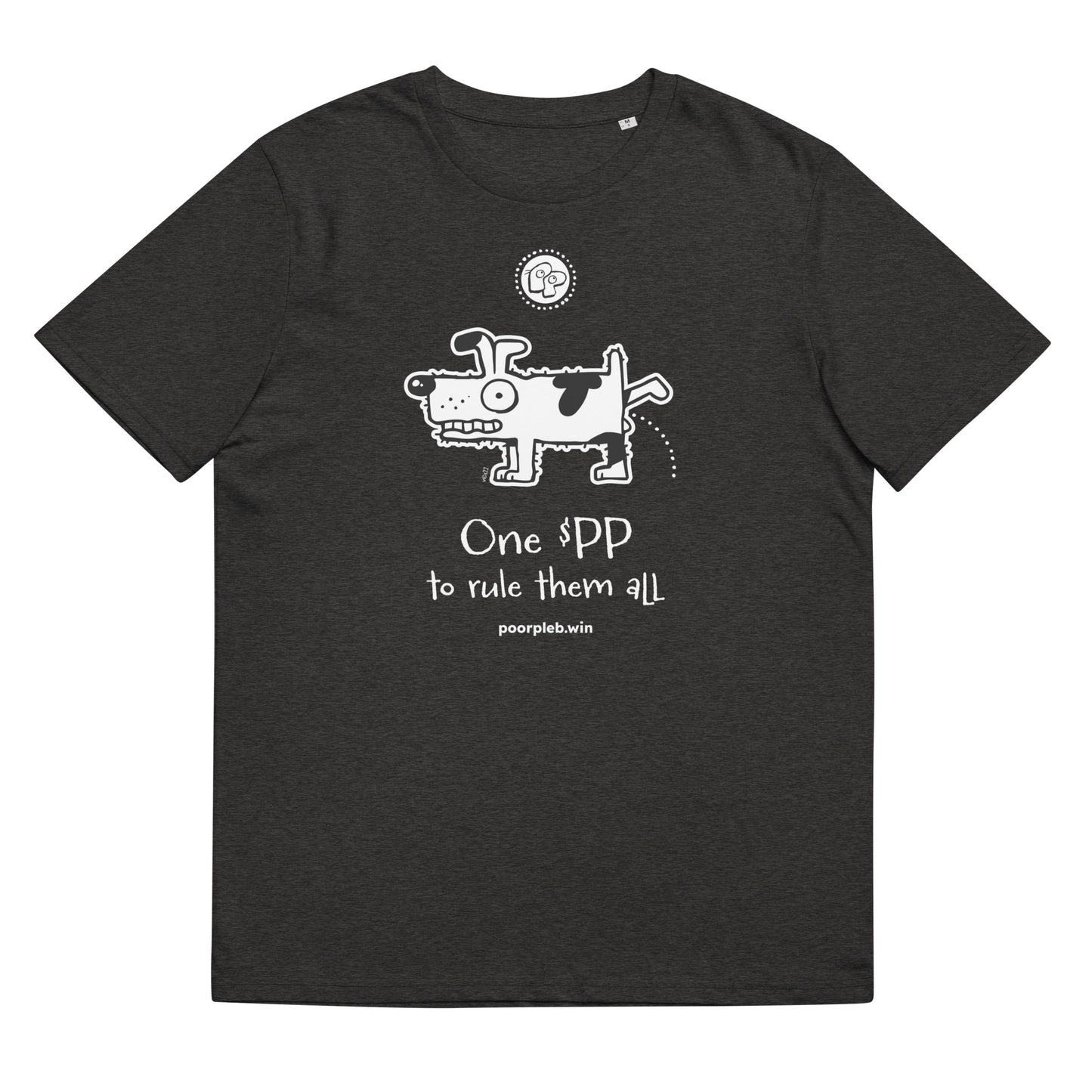 Poor Pleb Unisex Organic Cotton T-shirt (dark colours) - One $PP to rule them all - Crypto Biskit