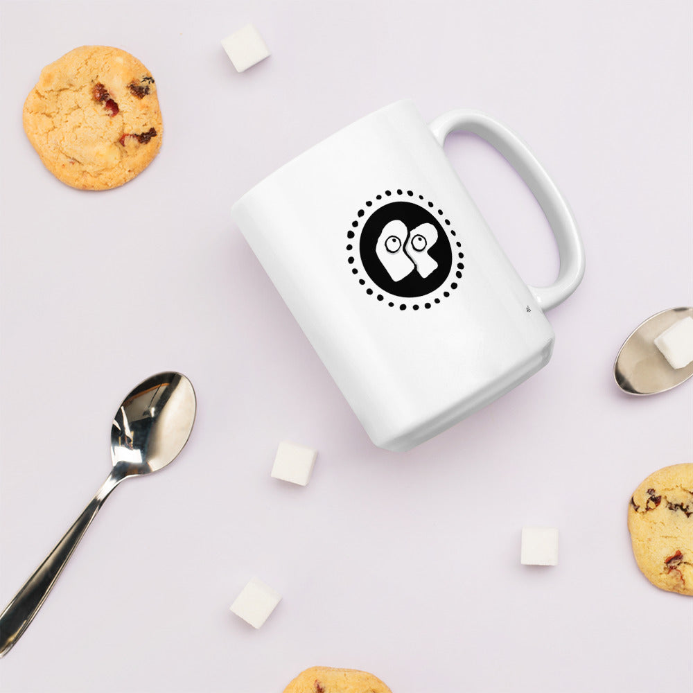 Poor Pleb 'Circle Logo' White Mug