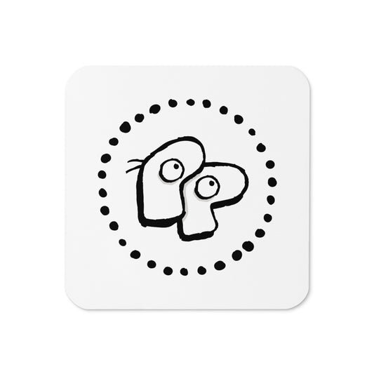 Poor Pleb 'Circle Logo' Single Cork-back Coaster - White