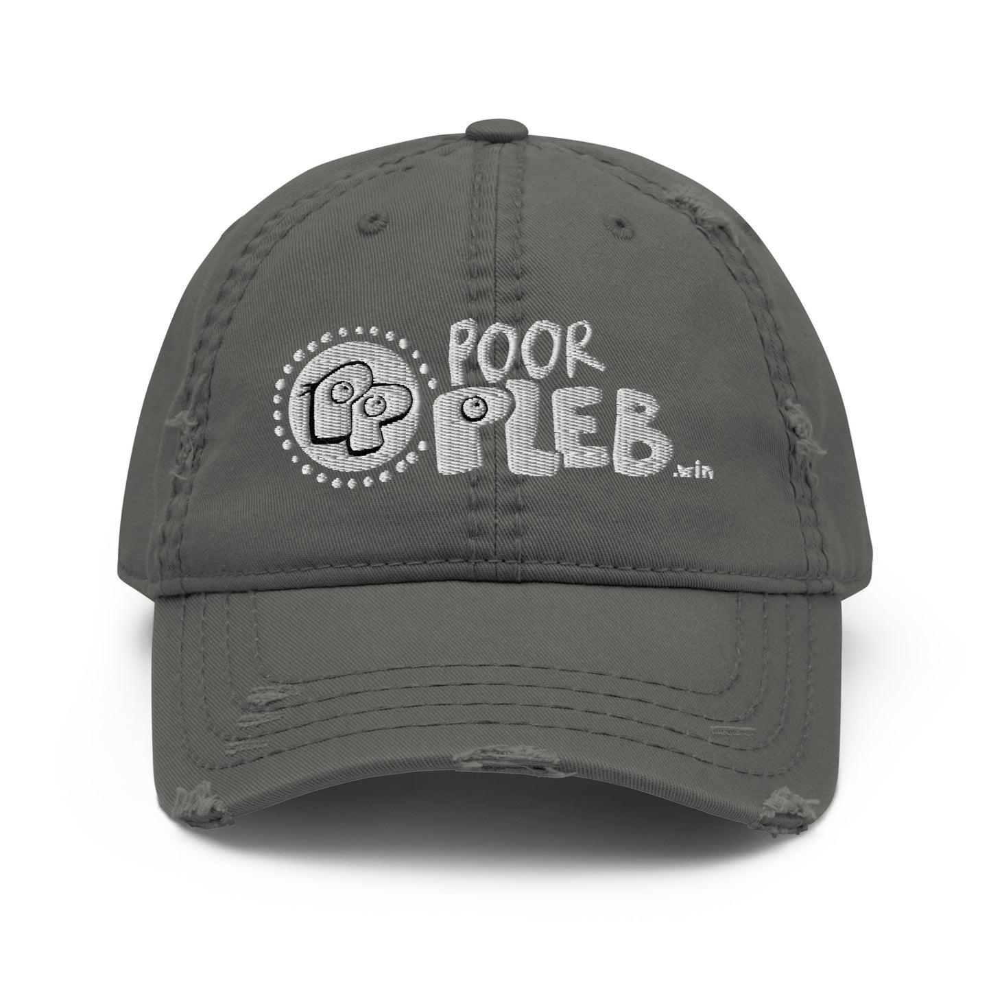 Poor Pleb 'Stacked Logo' - Distressed Dad Hat