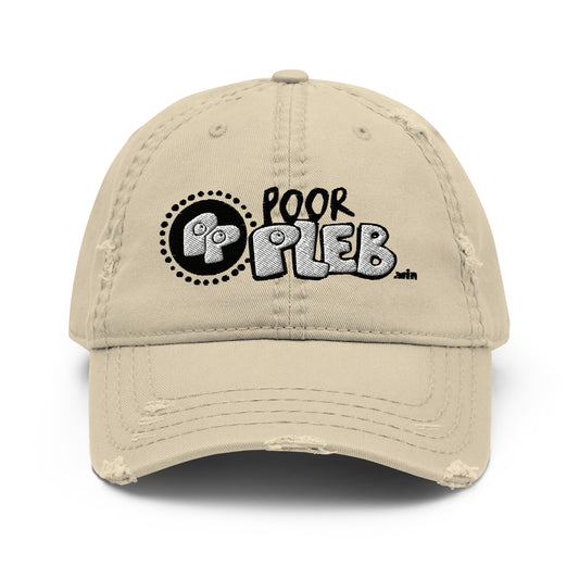 Poor Pleb 'Stacked Logo' - Distressed Dad Hat