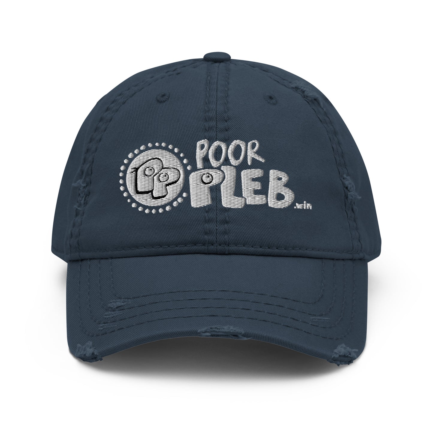 Poor Pleb 'Stacked Logo' - Distressed Dad Hat