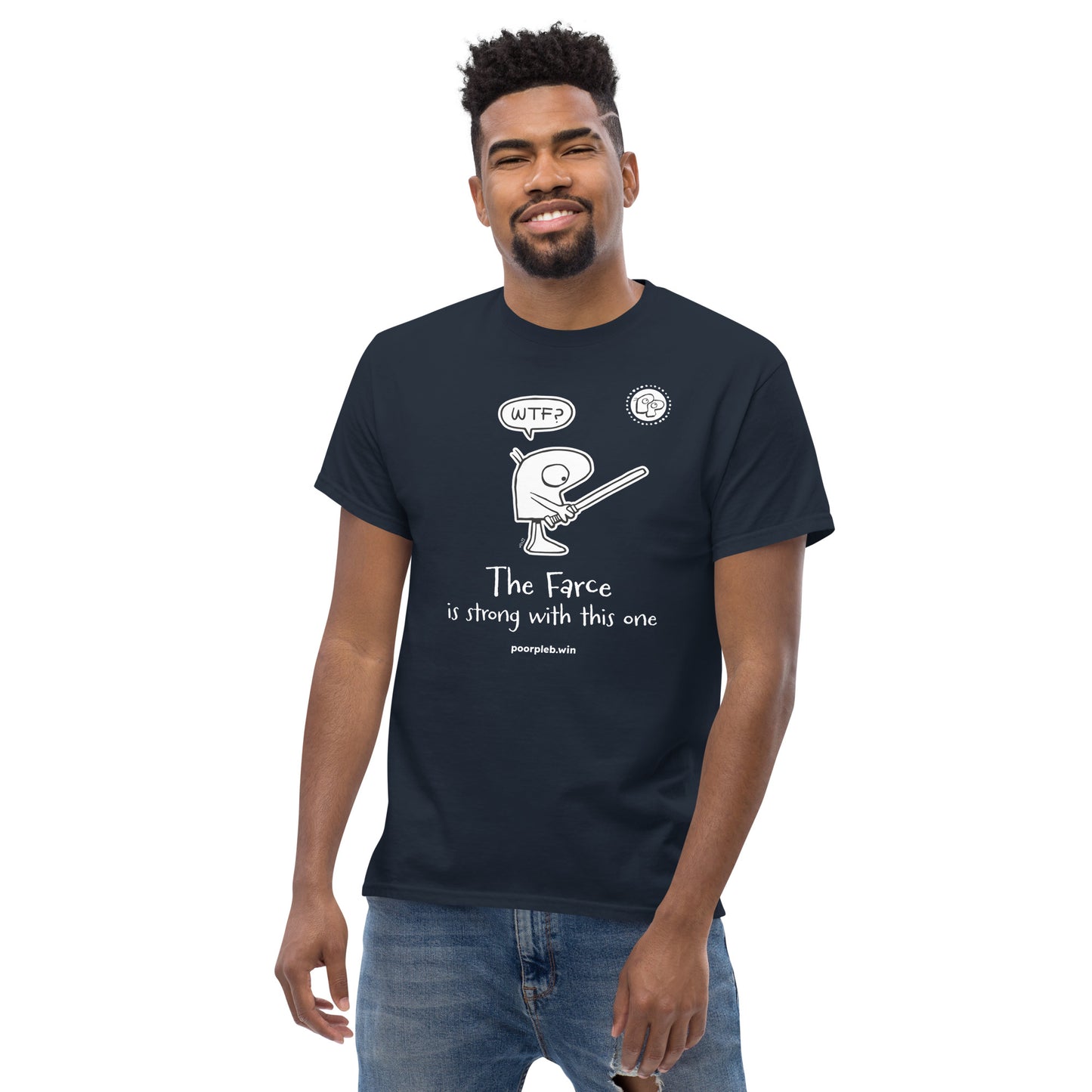 Poor Pleb T-shirt (dark colours) - The Farce is Strong - Crypto Biskit