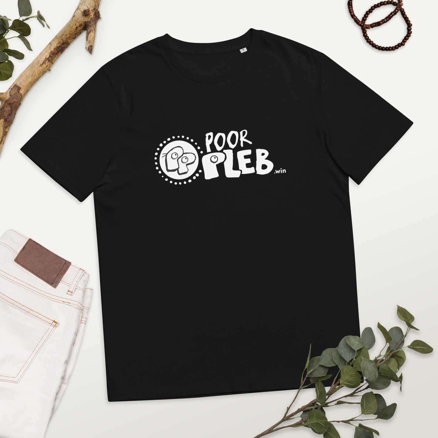 Poor Pleb Organic T-Shirt - Stacked Logo