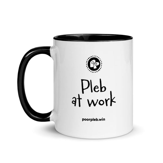 Poor Pleb White / Black Mug - Pleb at Work